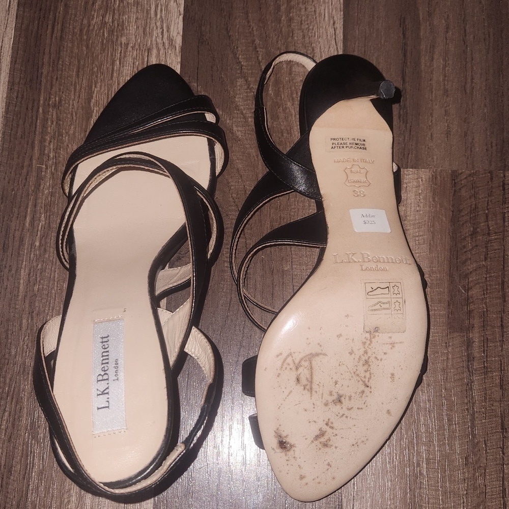 LK Bennett Addie Black Single Sole Mid Heel Sandal Size 38 - Picture 7 of 8